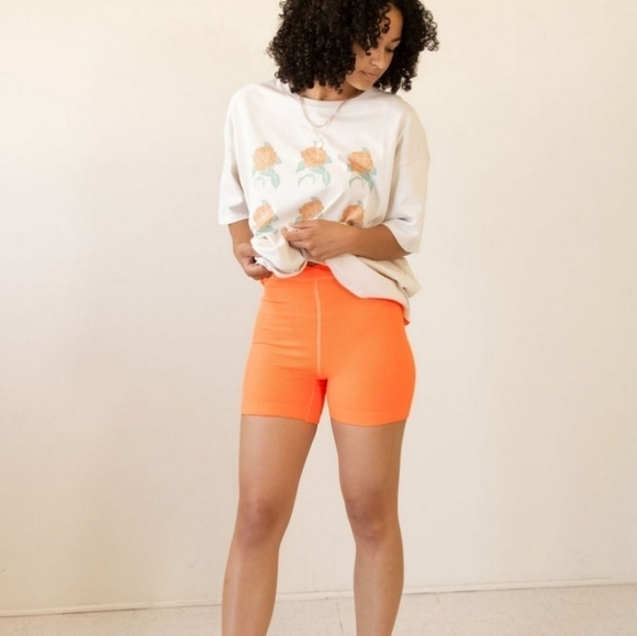 Free People Free Throw Shorts in Burning Up NEON Orange•XS - Picture 3 of 9
